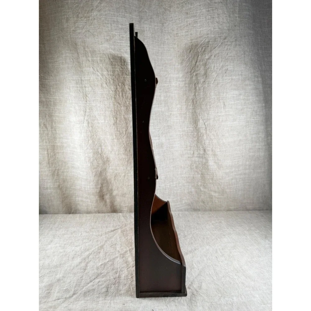 Vintage Scalloped Wood Spoon Display Rack, 12 Slot Wall Organizer